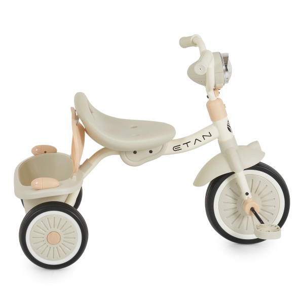 Tricicleta pliabila copii Byox Etan Beige, 1-5 ani, panou muzical cu lumini, scaun reglabil, roti EVA