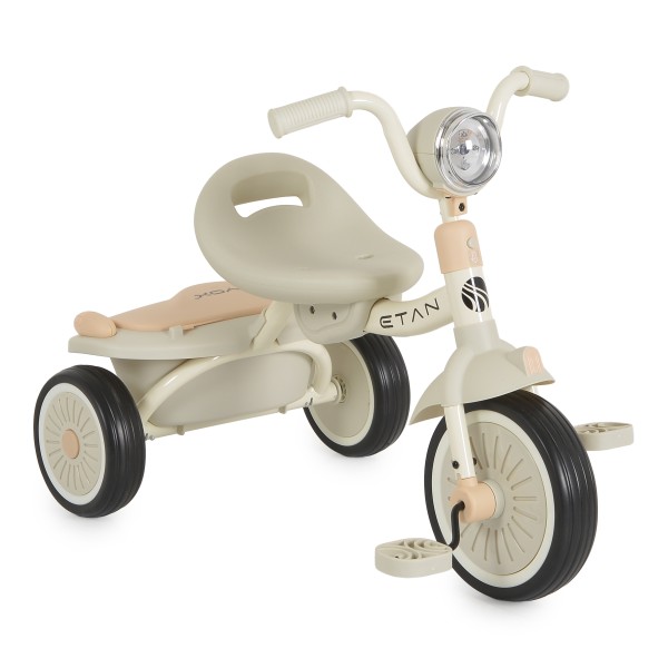 Tricicleta pliabila copii Byox Etan Beige, 1-5 ani, panou muzical cu lumini, scaun reglabil, roti EVA