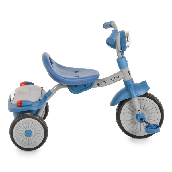 Tricicleta pliabila copii Byox Etan Blue, 1-5 ani, panou muzical cu lumini, scaun reglabil, roti EVA