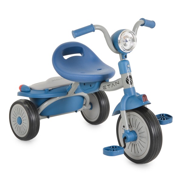 Tricicleta pliabila copii Byox Etan Blue, 1-5 ani, panou muzical cu lumini, scaun reglabil, roti EVA