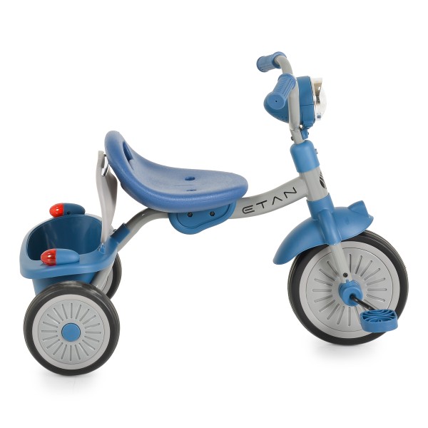 Tricicleta pliabila copii Byox Etan Blue, 1-5 ani, panou muzical cu lumini, scaun reglabil, roti EVA