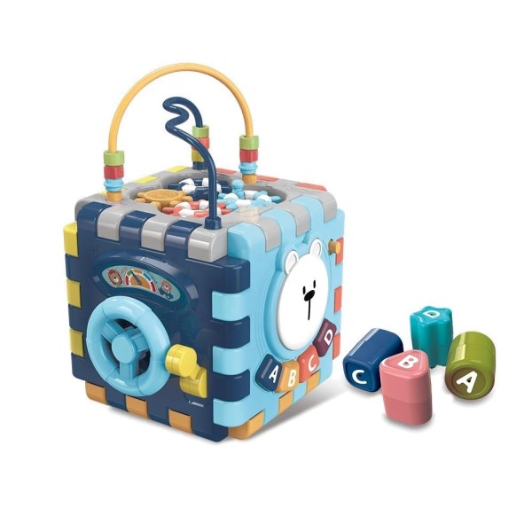 Cub Montessori interactiv Vivakids, 18 luni+, sortator forme, muzica sunete, activitati multiple