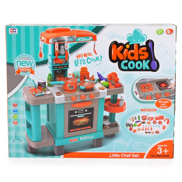 Bucatarie copii interactiva Little Chef, 3+ ani, lumini sunete, accesorii gatit, aragaz chiuveta