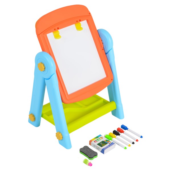 Tabla desen copii 2 in 1 Vivakids, 3+ ani, doua fete, marker creta, magnetica, accesorii incluse