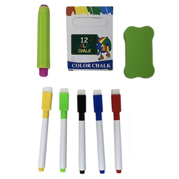 Tabla desen copii 2 in 1 Vivakids, 3+ ani, doua fete, marker creta, magnetica, accesorii incluse