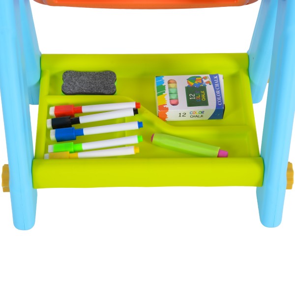 Tabla desen copii 2 in 1 Vivakids, 3+ ani, doua fete, marker creta, magnetica, accesorii incluse