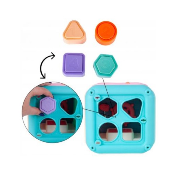 Cub muzical interactiv 6 in 1, 18 luni+, sortator forme, labirint margele, sunete, educativ