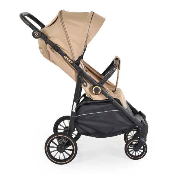 Carucior Sport Buggy Beige 0-22 kg, Pliere Tip Carte, Spatar Complet Reglabil, Roti EVA cu Suspensie, Copertina Mare