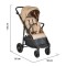 Carucior Sport Buggy Beige 0-22 kg, Pliere Tip Carte, Spatar Complet Reglabil, Roti EVA cu Suspensie, Copertina Mare