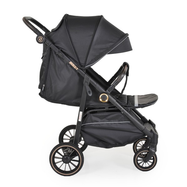 Carucior Sport Buggy Black 0-22 kg, Pliere Tip Carte, Spatar Complet Reglabil, Roti EVA cu Suspensie, Copertina Mare