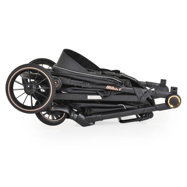 Carucior Sport Buggy Black 0-22 kg, Pliere Tip Carte, Spatar Complet Reglabil, Roti EVA cu Suspensie, Copertina Mare