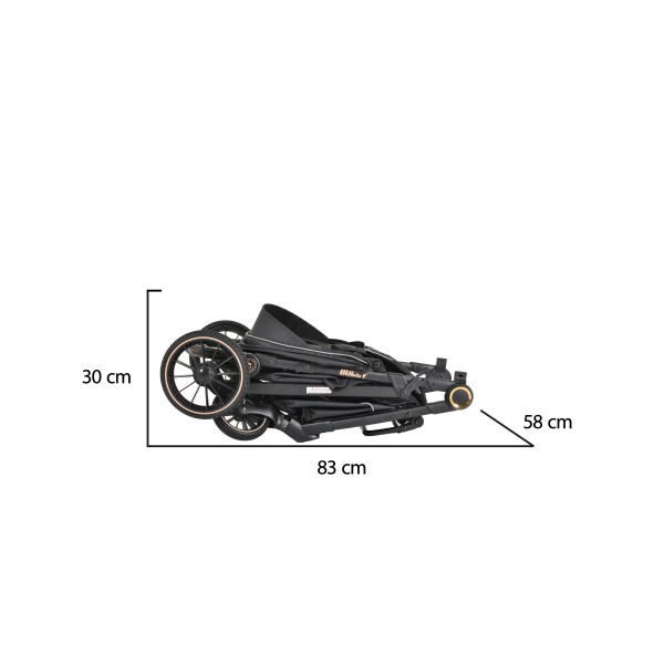 Carucior Sport Buggy Black 0-22 kg, Pliere Tip Carte, Spatar Complet Reglabil, Roti EVA cu Suspensie, Copertina Mare