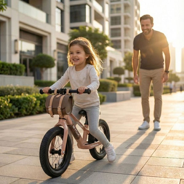 Bicicleta fara pedale Byox Trekko Peach 12 inch, cadru magneziu usor, sa reglabila, roti gonflabile, 2+ ani, 30 kg