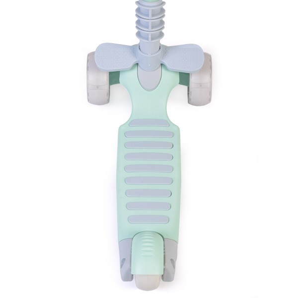 Trotinetă copii cu scaun Moni Bubblegum Green, roți LED, reglabilă, frână spate, 3+ ani, 40 kg