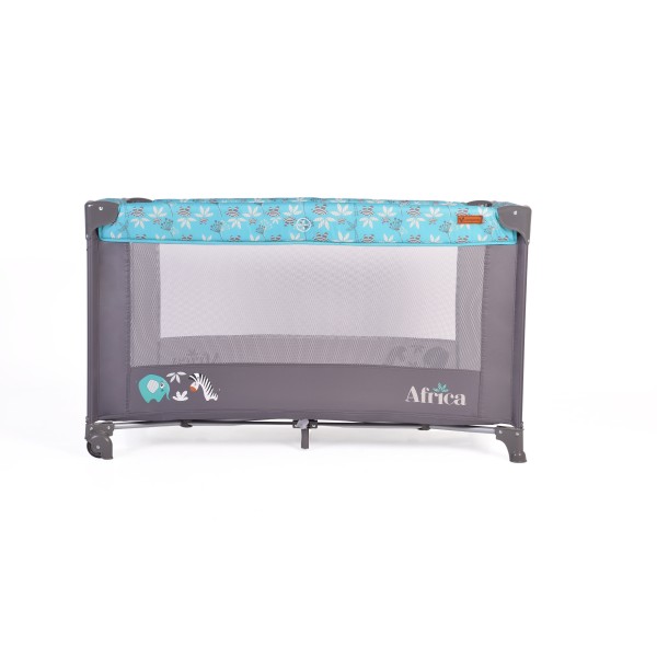 Patut Pliabil Cangaroo Africa turquoise, Compact si Usor, 0-14 kg, cu Saltea si Geanta Transport, Roti, Tarc de joaca