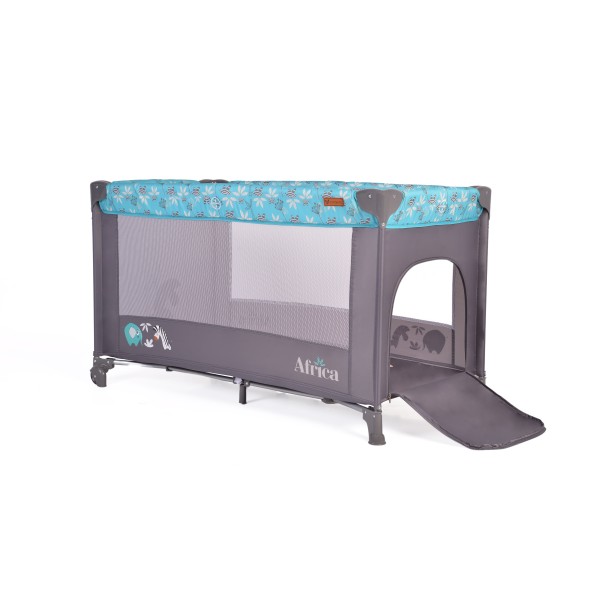 Patut Pliabil Cangaroo Africa turquoise, Compact si Usor, 0-14 kg, cu Saltea si Geanta Transport, Roti, Tarc de joaca