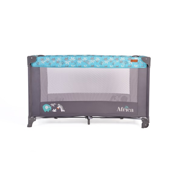 Patut Pliabil Cangaroo Africa turquoise, Compact si Usor, 0-14 kg, cu Saltea si Geanta Transport, Roti, Tarc de joaca