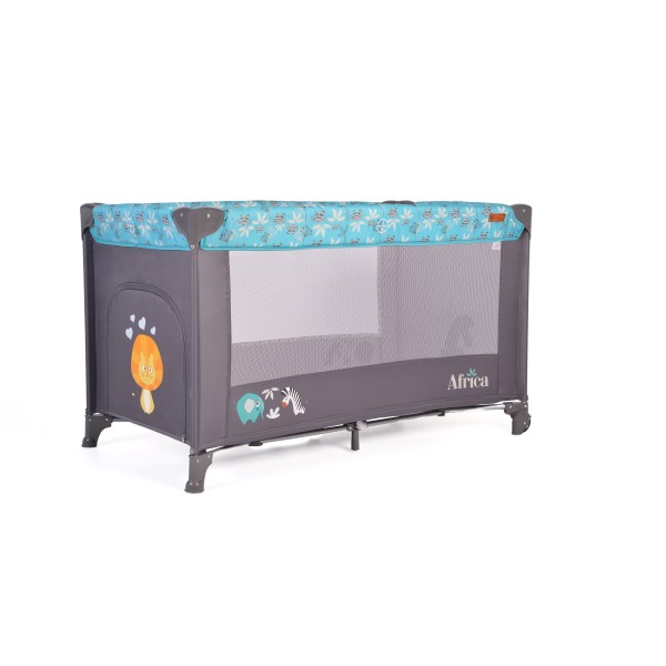Patut Pliabil Cangaroo Africa turquoise, Compact si Usor, 0-14 kg, cu Saltea si Geanta Transport, Roti, Tarc de joaca