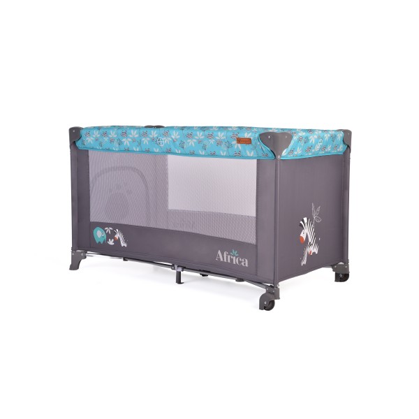 Patut Pliabil Cangaroo Africa turquoise, Compact si Usor, 0-14 kg, cu Saltea si Geanta Transport, Roti, Tarc de joaca