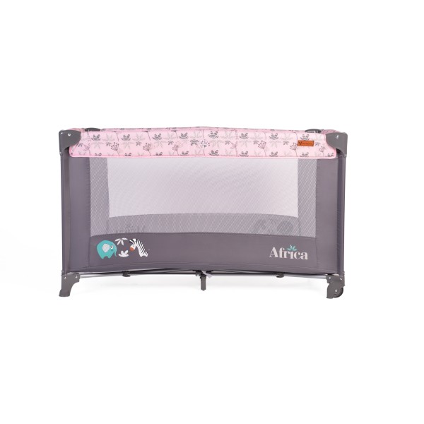 Patut Pliabil Cangaroo Africa Pink, Compact si Usor, 0-14 kg, cu Saltea si Geanta Transport, Roti, Tarc de joaca