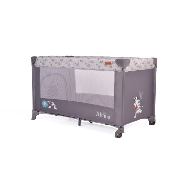 Patut Pliabil Cangaroo Africa Grey, Compact si Usor, 0-14 kg, cu Saltea si Geanta Transport,Roti, Tarc de joaca