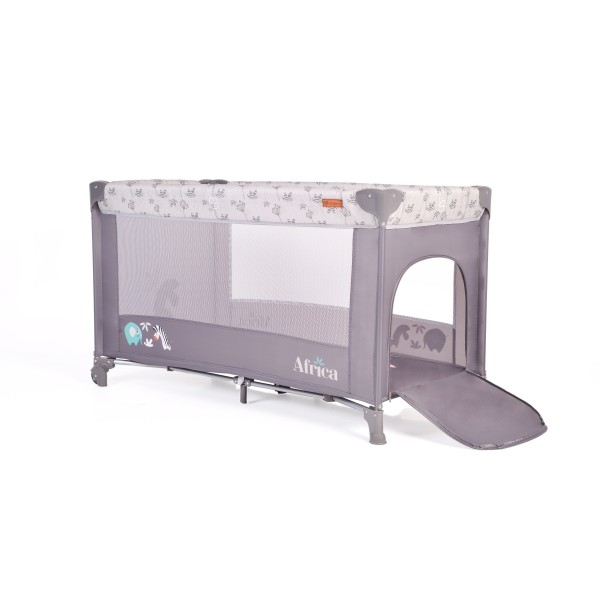 Patut Pliabil Cangaroo Africa Grey, Compact si Usor, 0-14 kg, cu Saltea si Geanta Transport,Roti, Tarc de joaca
