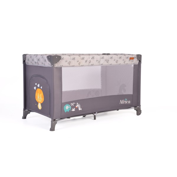 Patut Pliabil Cangaroo Africa Grey, Compact si Usor, 0-14 kg, cu Saltea si Geanta Transport,Roti, Tarc de joaca