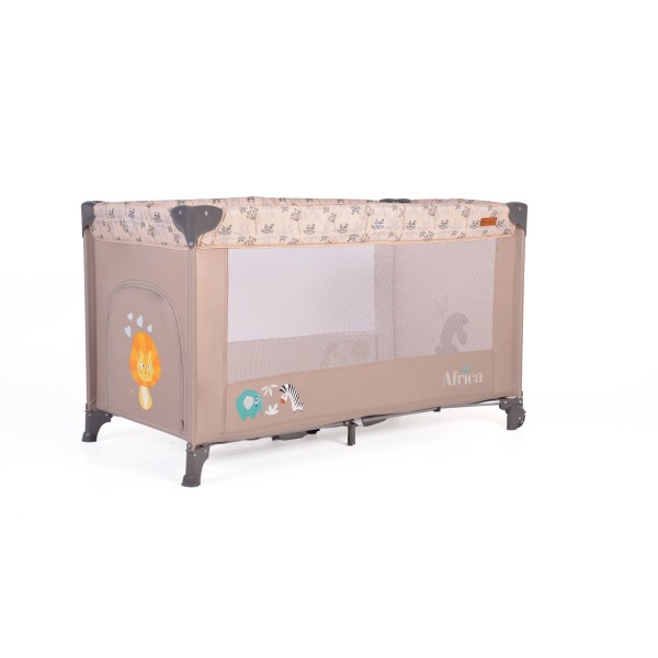 Patut Pliabil Cangaroo Africa Beige, Compact si Usor, 0-14 kg, cu Saltea si Geanta Transport, Roti, Tarc de joaca