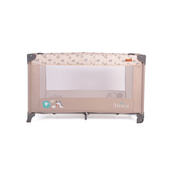 Patut Pliabil Cangaroo Africa Beige, Compact si Usor, 0-14 kg, cu Saltea si Geanta Transport, Roti, Tarc de joaca