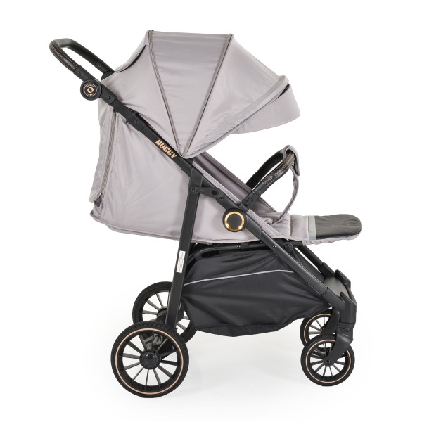 Carucior Sport Buggy Grey 0-22 kg, Pliere Tip Carte, Spatar Complet Reglabil, Roti EVA cu Suspensie, Copertina Mare
