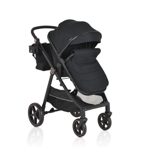 Cărucior copii Moni Tokyo Black 2 în 1, 0–4 ani, reversibil, aluminiu, accesorii incluse, 22 kg