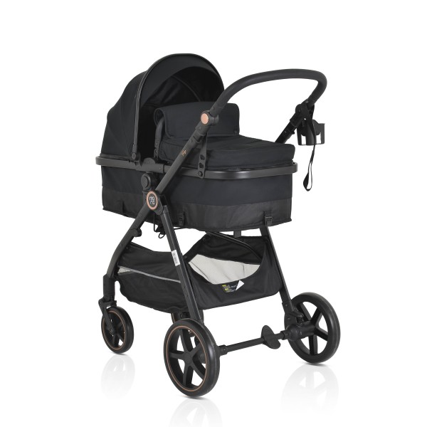 Cărucior copii Moni Tokyo Black 2 în 1, 0–4 ani, reversibil, aluminiu, accesorii incluse, 22 kg