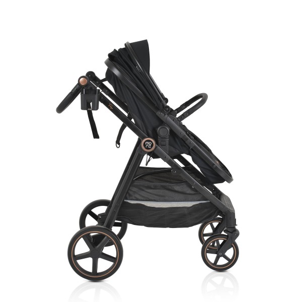 Cărucior copii Moni Tokyo Black 2 în 1, 0–4 ani, reversibil, aluminiu, accesorii incluse, 22 kg