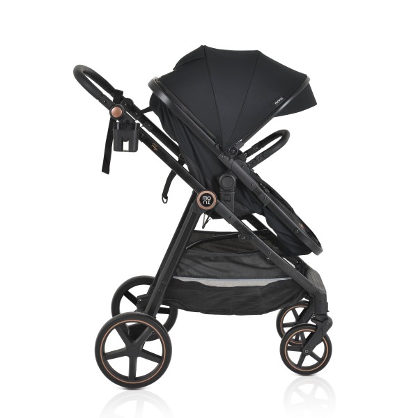 Cărucior copii Moni Tokyo Black 2 în 1, 0–4 ani, reversibil, aluminiu, accesorii incluse, 22 kg