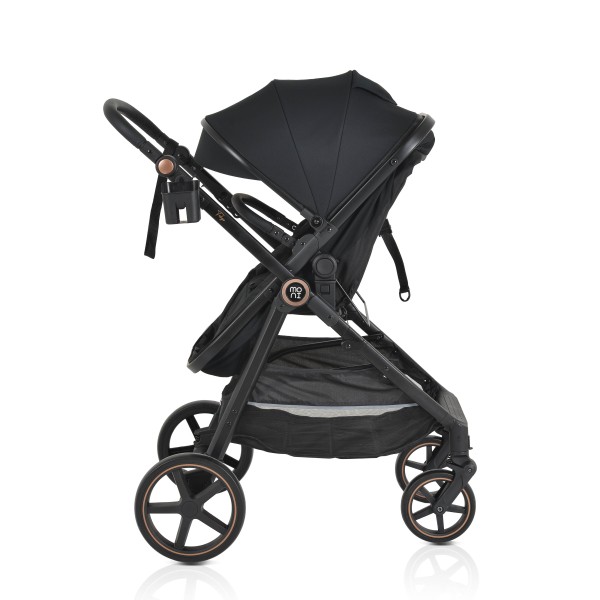 Cărucior copii Moni Tokyo Black 2 în 1, 0–4 ani, reversibil, aluminiu, accesorii incluse, 22 kg