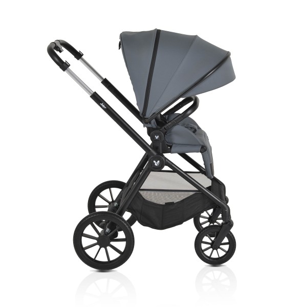 Cărucior 3in1 Cangaroo Joker Grey, Cadru Aluminiu, Scaun Auto i-SIZE Inclus, Pliere Semiautomată, Copertină UV50+, 0-4 Ani