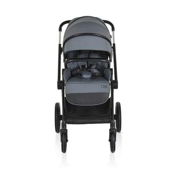 Cărucior 3in1 Cangaroo Joker Grey, Cadru Aluminiu, Scaun Auto i-SIZE Inclus, Pliere Semiautomată, Copertină UV50+, 0-4 Ani