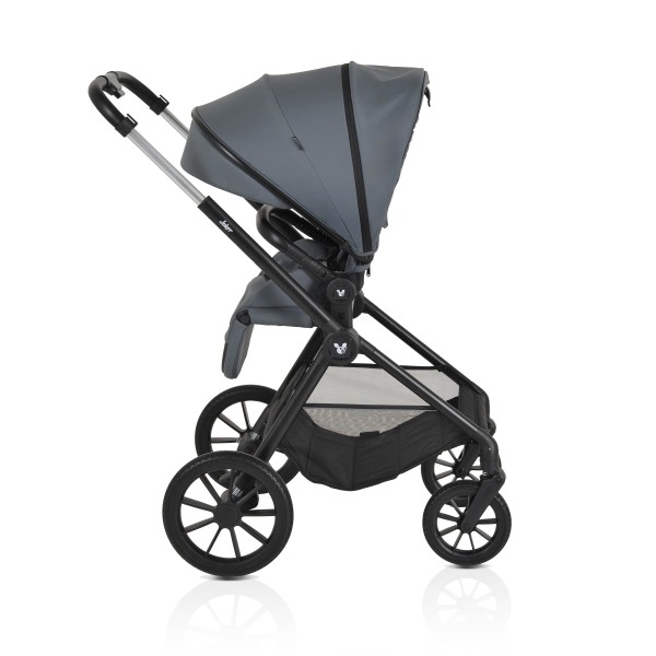 Cărucior 3in1 Cangaroo Joker Grey, Cadru Aluminiu, Scaun Auto i-SIZE Inclus, Pliere Semiautomată, Copertină UV50+, 0-4 Ani