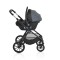 Cărucior 3in1 Cangaroo Joker Grey, Cadru Aluminiu, Scaun Auto i-SIZE Inclus, Pliere Semiautomată, Copertină UV50+, 0-4 Ani