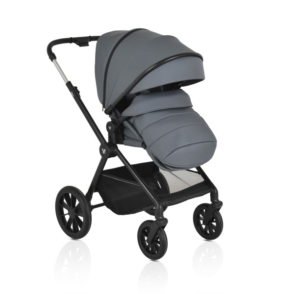 Cărucior 3in1 Cangaroo Joker Grey, Cadru Aluminiu, Scaun Auto i-SIZE Inclus, Pliere Semiautomată, Copertină UV50+, 0-4 Ani