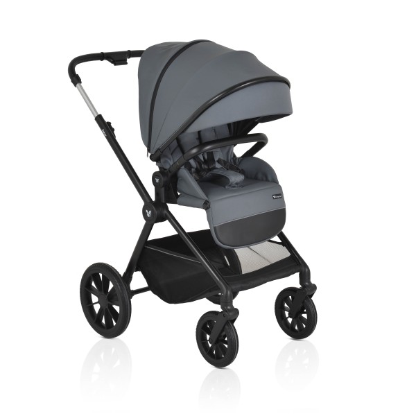 Cărucior 3in1 Cangaroo Joker Grey, Cadru Aluminiu, Scaun Auto i-SIZE Inclus, Pliere Semiautomată, Copertină UV50+, 0-4 Ani