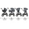 Cărucior 3in1 Cangaroo Joker Grey, Cadru Aluminiu, Scaun Auto i-SIZE Inclus, Pliere Semiautomată, Copertină UV50+, 0-4 Ani