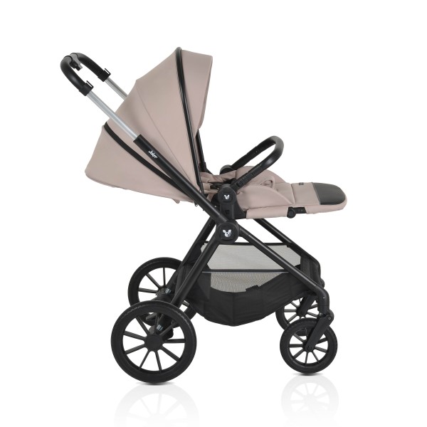 Cărucior 3in1 Cangaroo Joker Beige, Cadru Aluminiu, Scaun Auto i-SIZE Inclus, Pliere Semiautomată, Copertină UV50+, 0-4 Ani