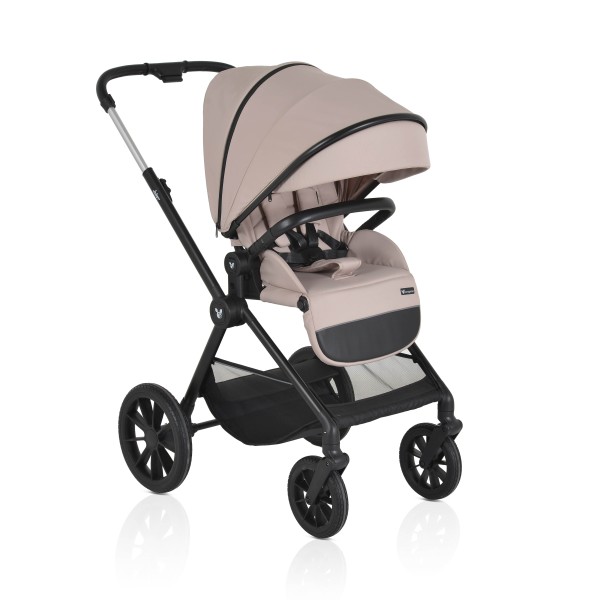 Cărucior 3in1 Cangaroo Joker Beige, Cadru Aluminiu, Scaun Auto i-SIZE Inclus, Pliere Semiautomată, Copertină UV50+, 0-4 Ani