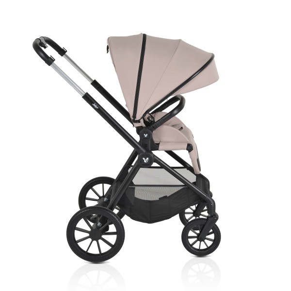 Cărucior 3in1 Cangaroo Joker Beige, Cadru Aluminiu, Scaun Auto i-SIZE Inclus, Pliere Semiautomată, Copertină UV50+, 0-4 Ani