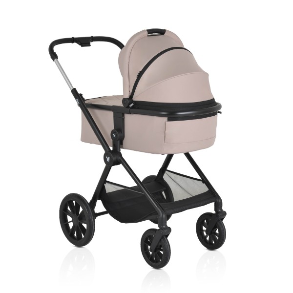 Cărucior 3in1 Cangaroo Joker Beige, Cadru Aluminiu, Scaun Auto i-SIZE Inclus, Pliere Semiautomată, Copertină UV50+, 0-4 Ani
