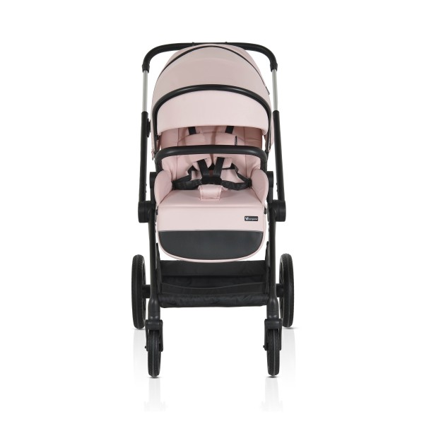 Cărucior 3in1 Cangaroo Joker Rose, Cadru Aluminiu, Scaun Auto i-SIZE Inclus, Pliere Semiautomată, Copertină UV50+, 0-4 Ani
