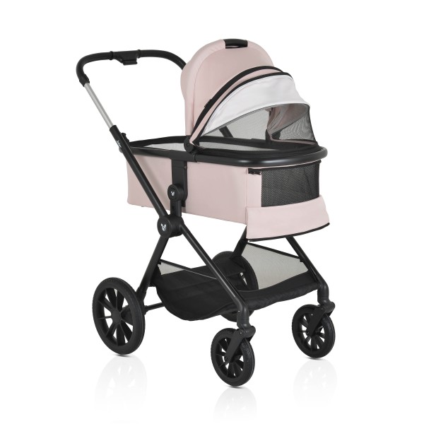 Cărucior 3in1 Cangaroo Joker Rose, Cadru Aluminiu, Scaun Auto i-SIZE Inclus, Pliere Semiautomată, Copertină UV50+, 0-4 Ani