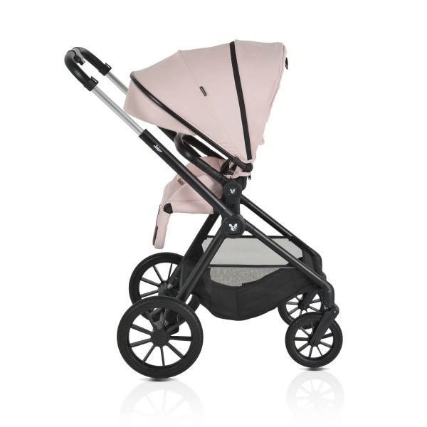 Cărucior 3in1 Cangaroo Joker Rose, Cadru Aluminiu, Scaun Auto i-SIZE Inclus, Pliere Semiautomată, Copertină UV50+, 0-4 Ani