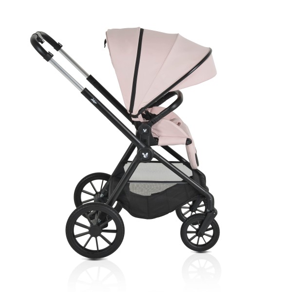 Cărucior 3in1 Cangaroo Joker Rose, Cadru Aluminiu, Scaun Auto i-SIZE Inclus, Pliere Semiautomată, Copertină UV50+, 0-4 Ani